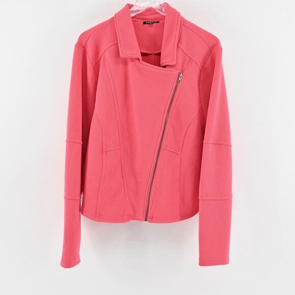 TORRID Womens Moto Jacket Size 3X Textured Pink Asymmetric Full Zip Casual Chic - Picture 1 of 14